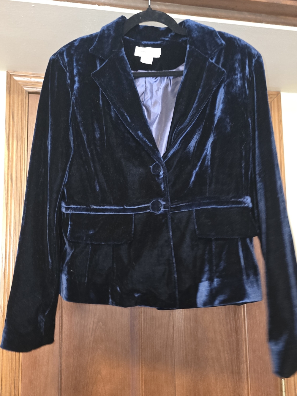 Women’s Dark Blue Blazer Jacket - Velvet Soft - Size Approx Small / Medium